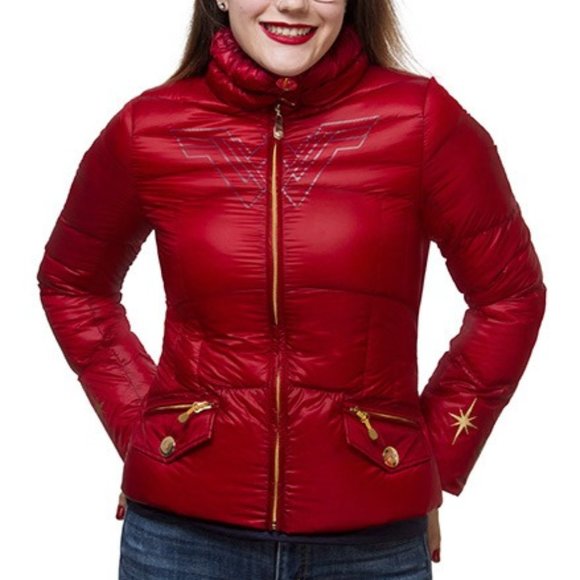 SUPER RARE! Wonder Woman Down Puffer Jacket - M - Picture 1 of 10